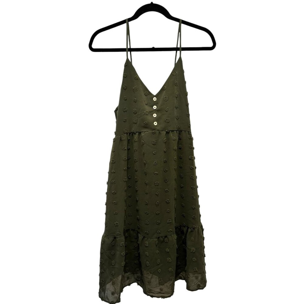 ✌️ 2/$40 ✌️ New Olive Green XL Summer Swiss Dot Dress